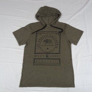 FIFTH SUN LOS ANGELES CA BEAR LOGO HOODED MEDIUM GREEN MENS T-SHIRT L341